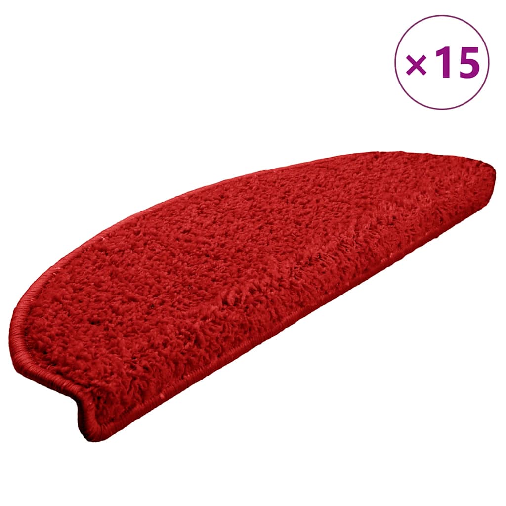 vidaXL Schodové rohože 15 ks 65 x 21 x 4 cm červené, půlkulaté, velké