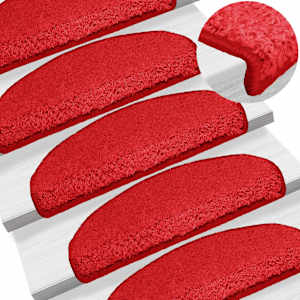 Stopniščne preproge 15 kosov 65x21x4 cm rdeče polkrožne velike