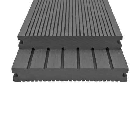 vidaXL WPC Massive Terrassendielen mit Zubeh&ouml;r 20 m&sup2; 2,2 m Grau