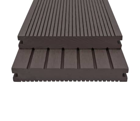 vidaXL WPC Solid Decking Boards with Accessories 20m&sup2; 2.2m Dark Brown