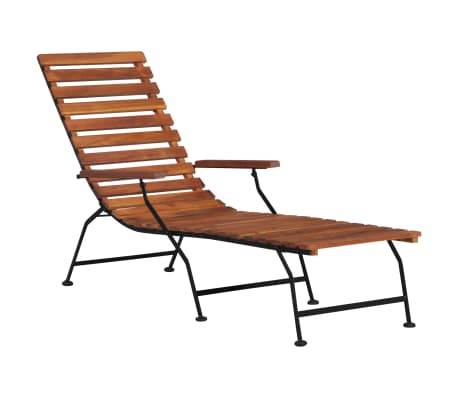 Vidaxl Solid Acacia Wood Outdoor Deck Chair Garden Sun Lounger