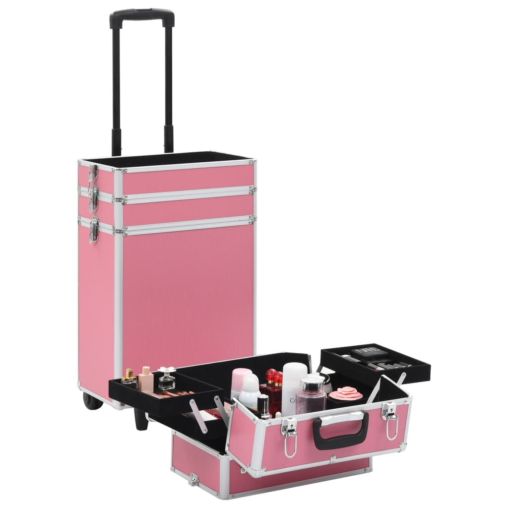 Rózsaszín alumínium sminkbőrönd 