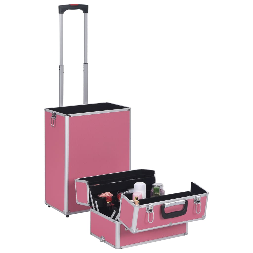 Rózsaszín alumínium sminkbőrönd 