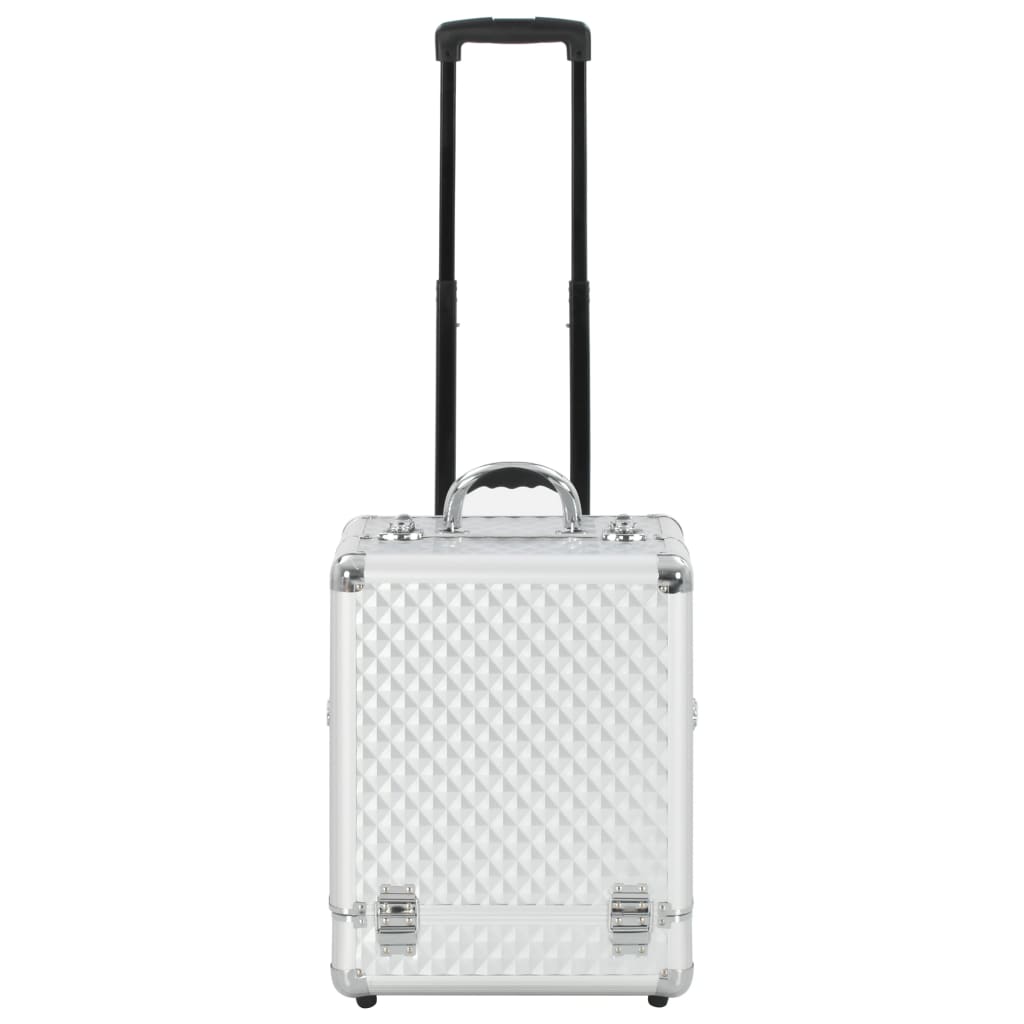 Ezüstszínű alumínium sminkbőrönd 35 x 29 x 45 cm 