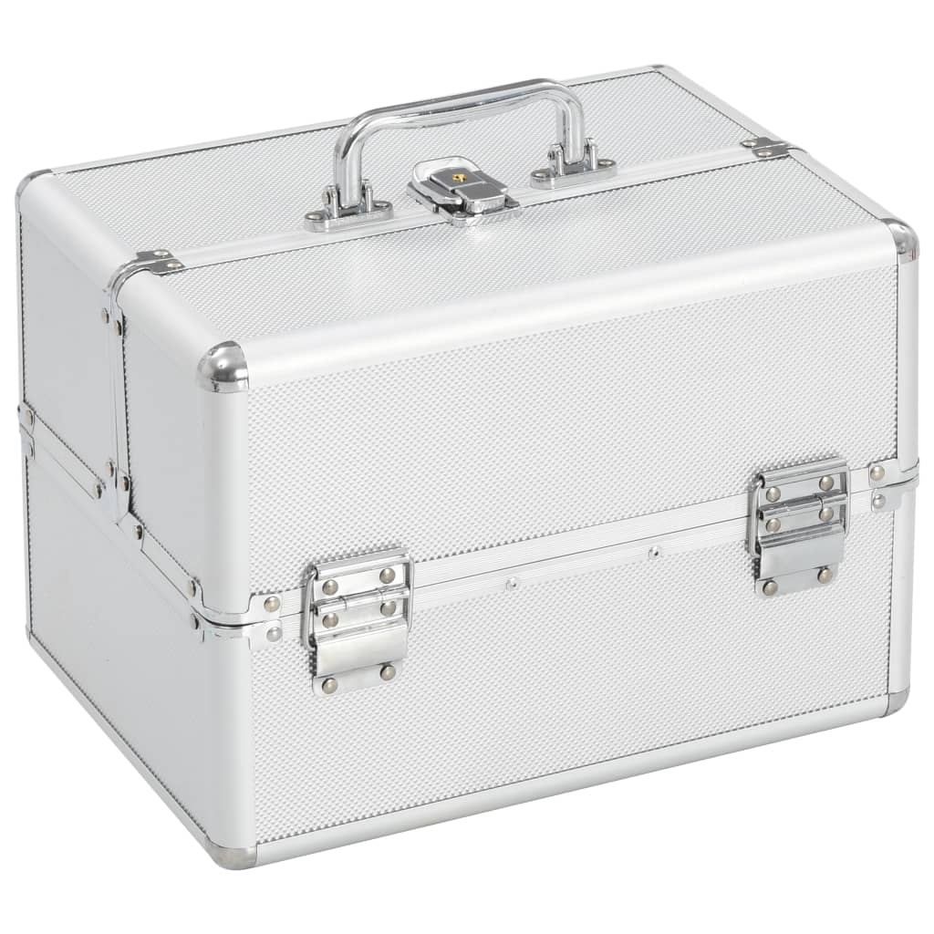 vidaXL Kosmetický kufřík 22 x 30 x 21 cm stříbrný hliník