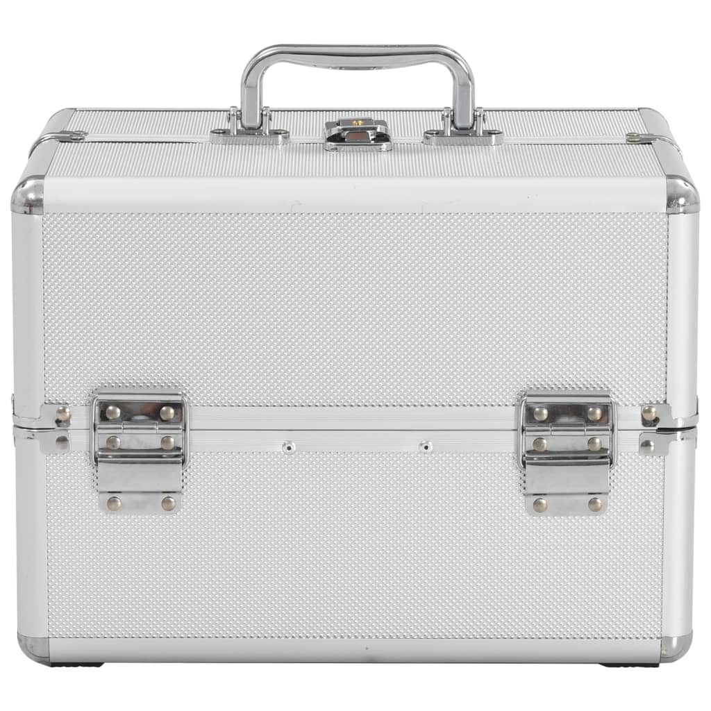 Kosmetický kufřík 22 x 30 x 21 cm stříbrný hliník