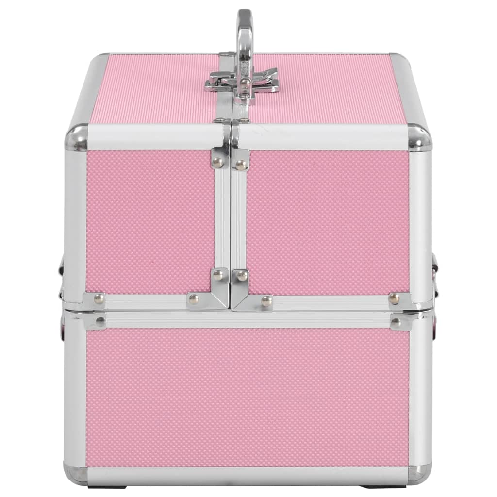 Kosmetický kufřík 22 x 30 x 21 cm růžový hliník