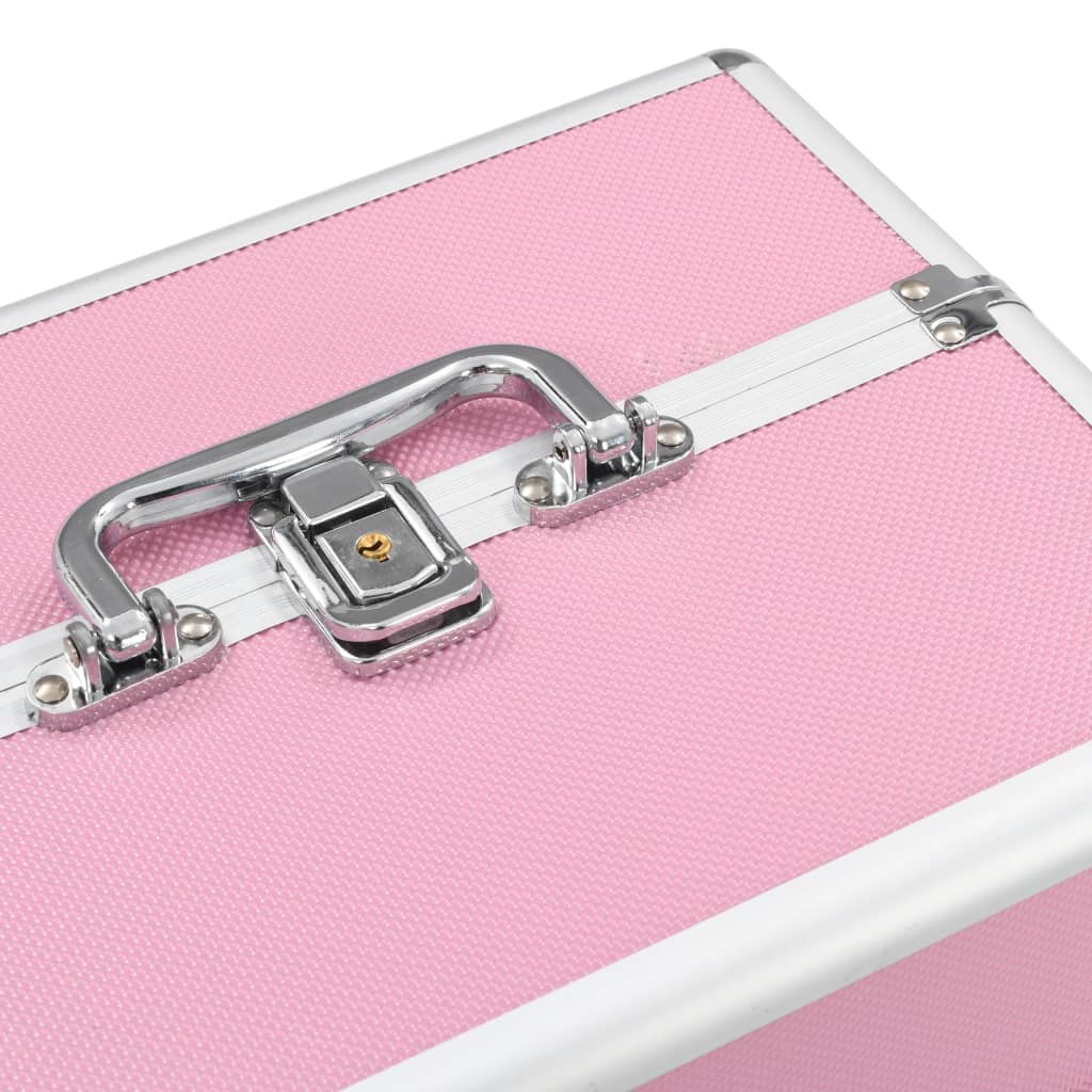 Kosmetický kufřík 22 x 30 x 21 cm růžový hliník