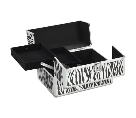 vidaXL Make-up Case 22x30x21 cm Zebra Stripe Aluminium