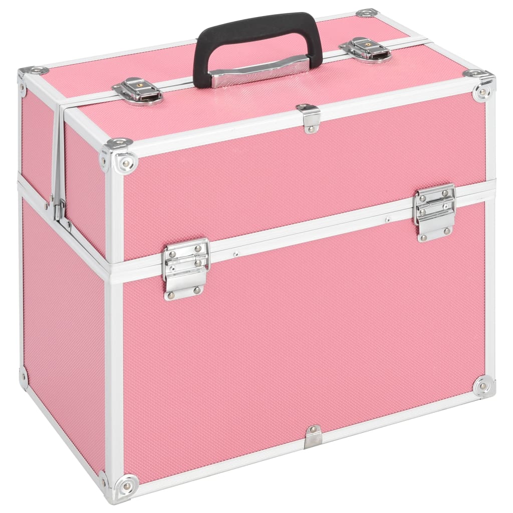 vidaXL Geantă de cosmetice, roz, 37 x 24 x 35 cm, aluminiu vidaxl.ro