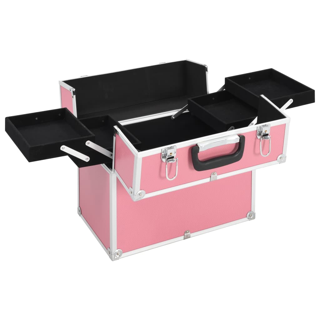 

vidaXL Make-up koffer 37x24x35 cm aluminium roze