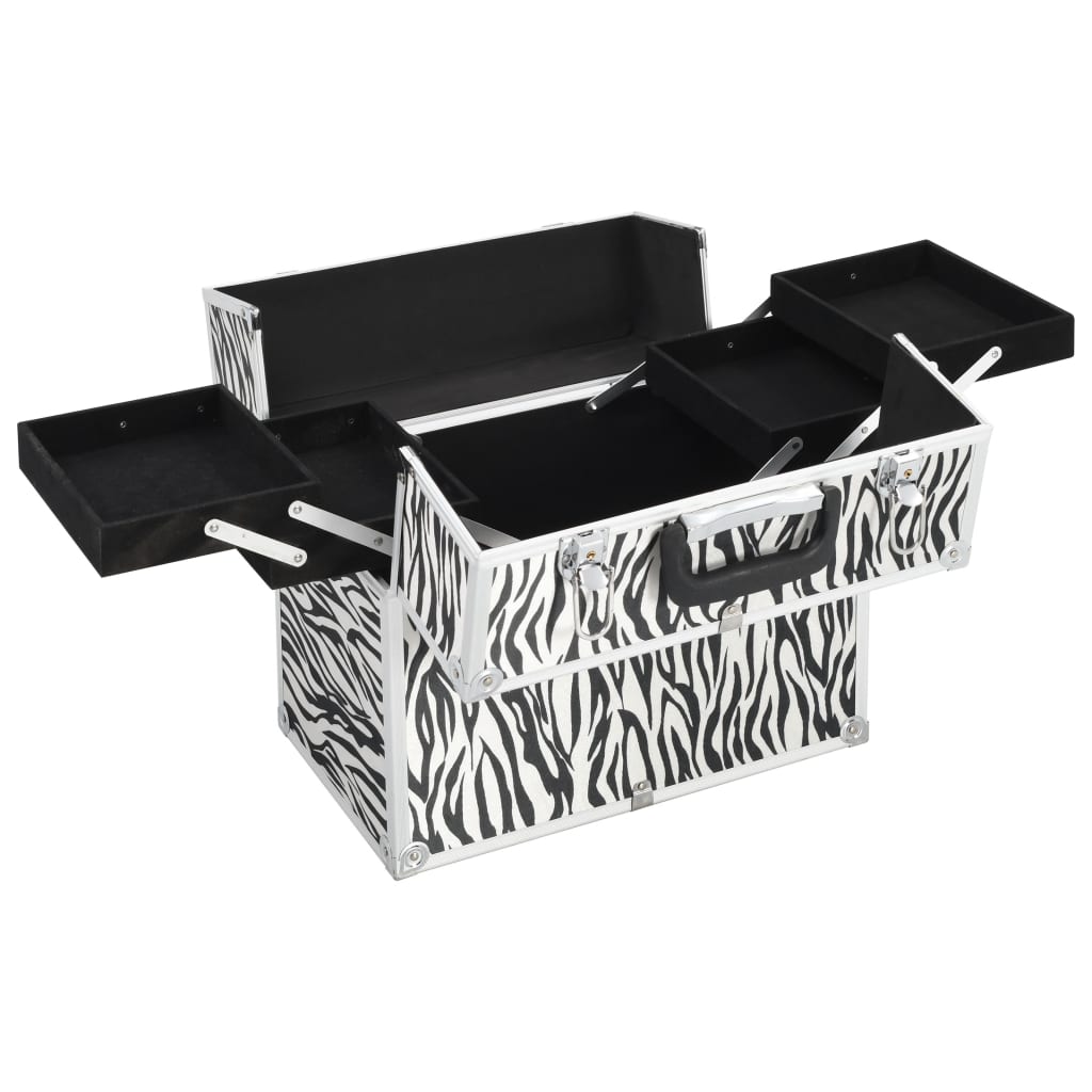 

vidaXL Make-up koffer 37x24x35 cm aluminium zebrastreep