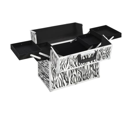vidaXL Caixa de maquilhagem 37x24x35 cm alumínio cor listras de zebra
