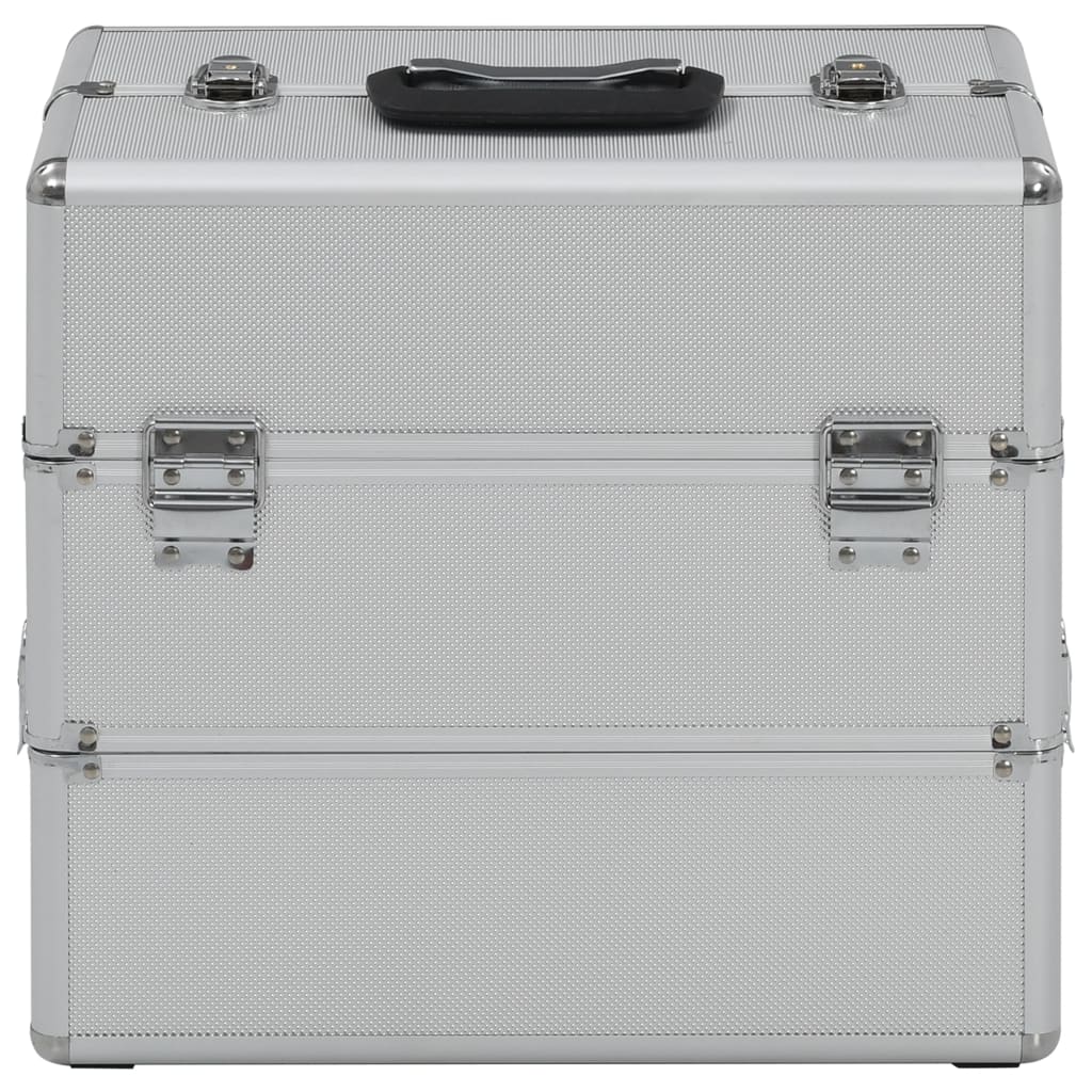 vidaXL Kosmetický kufřík 37 x 24 x 35 cm stříbrný hliník