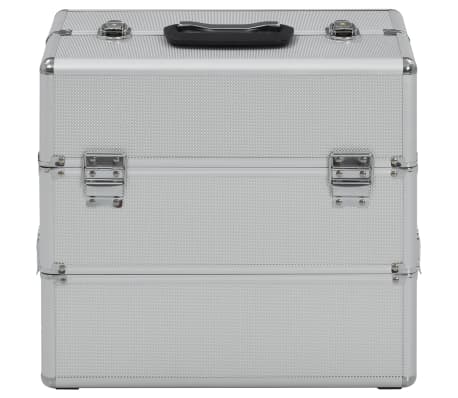 vidaXL Make-up Case 37x24x35 cm Silver Aluminium