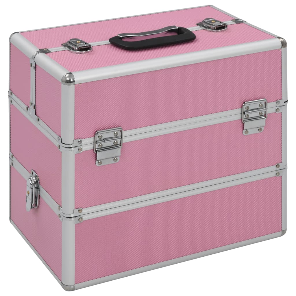 9: vidaXL makeupkuffert 37 x 24 x 35 cm pink aluminium