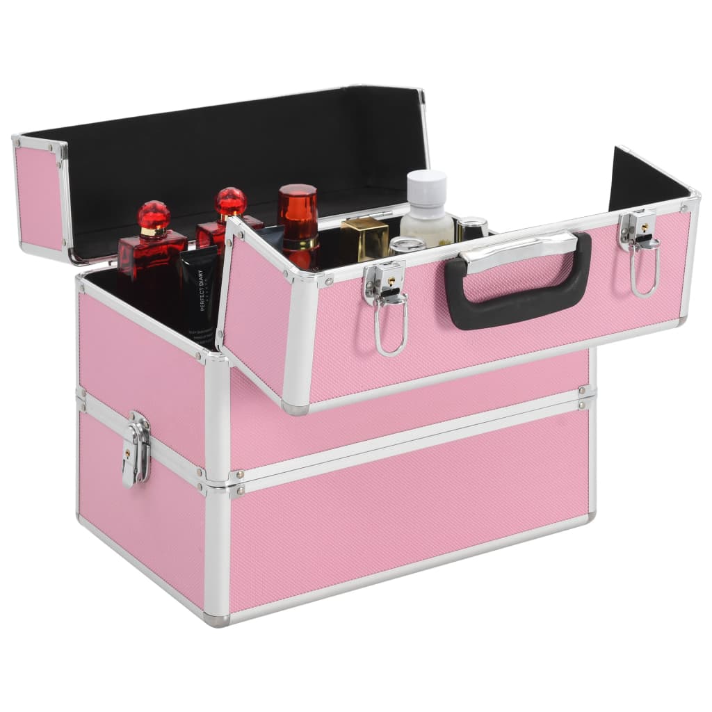 Kosmetický kufřík 37 x 24 x 35 cm růžový hliník