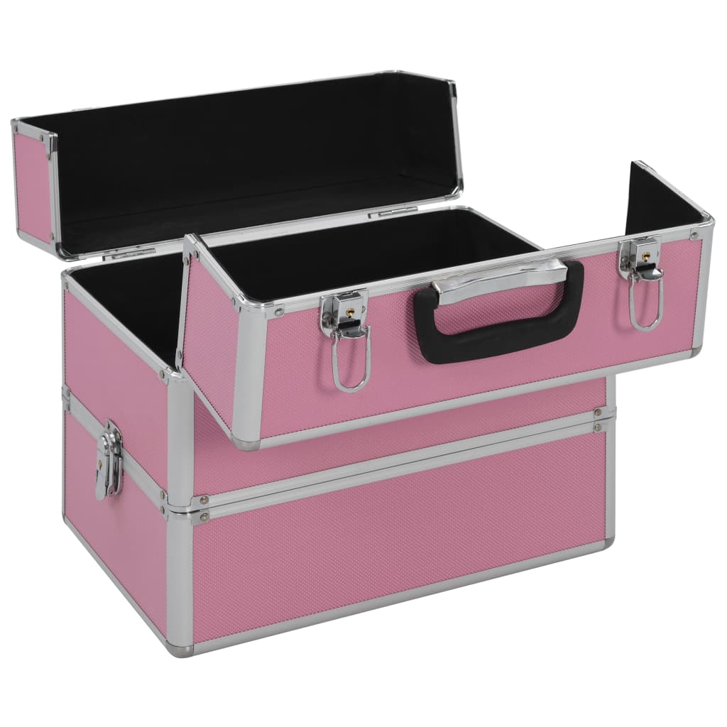 Kosmetický kufřík 37 x 24 x 35 cm růžový hliník