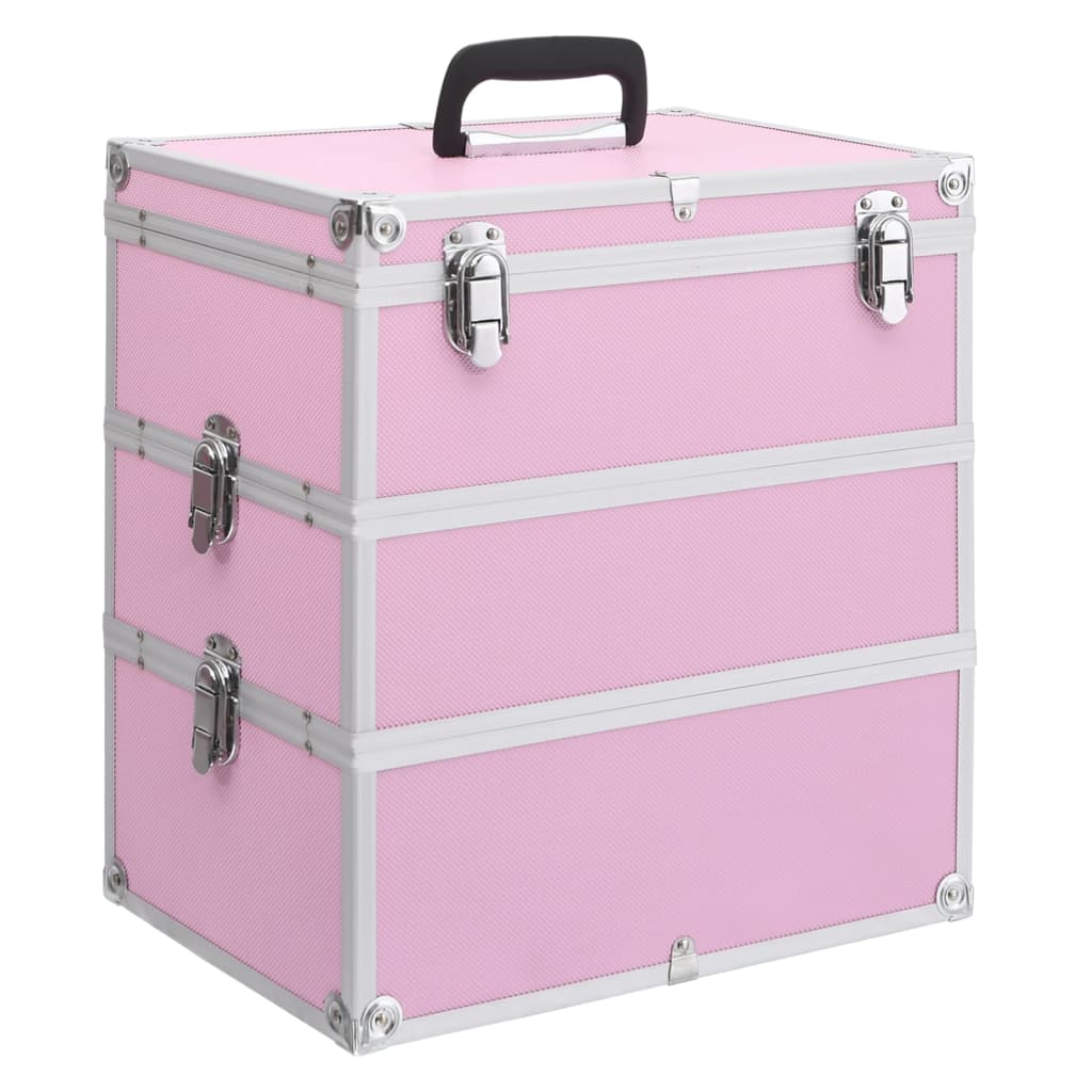 vidaXL Geantă de cosmetice, roz, 37 x 24 x 40 cm, aluminiu vidaxl.ro