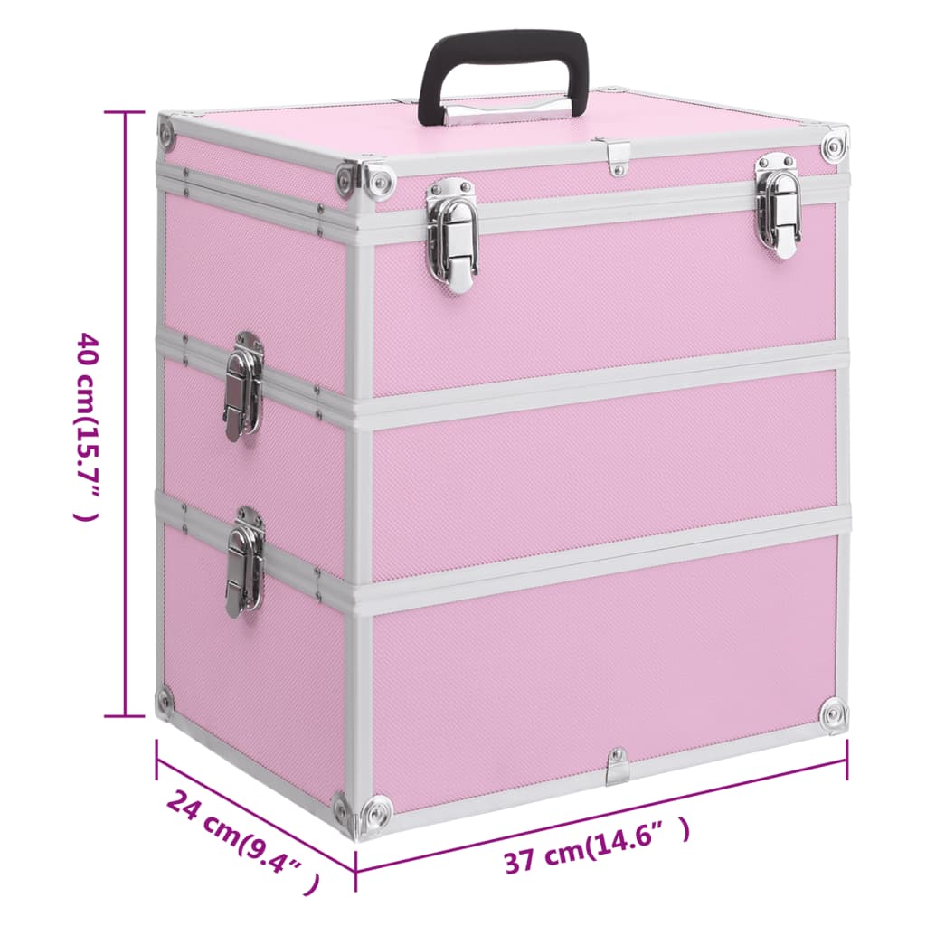 Make-up koffer 37x24x40 cm aluminium roze