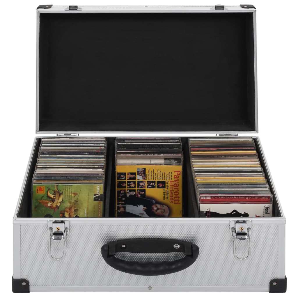 vidaXL Casetă pentru 60 CD-uri, argintiu, aluminiu ABS vidaXL