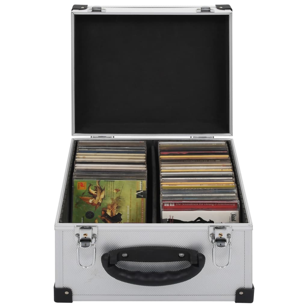 vidaXL Casetă pentru 40 CD-uri, argintiu, aluminiu ABS