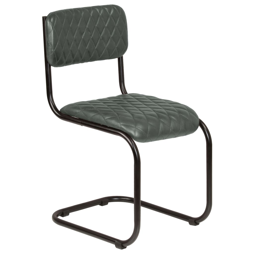 vidaXL Valgomojo kėdės, 4vnt., pilkos spalvos, tikra oda