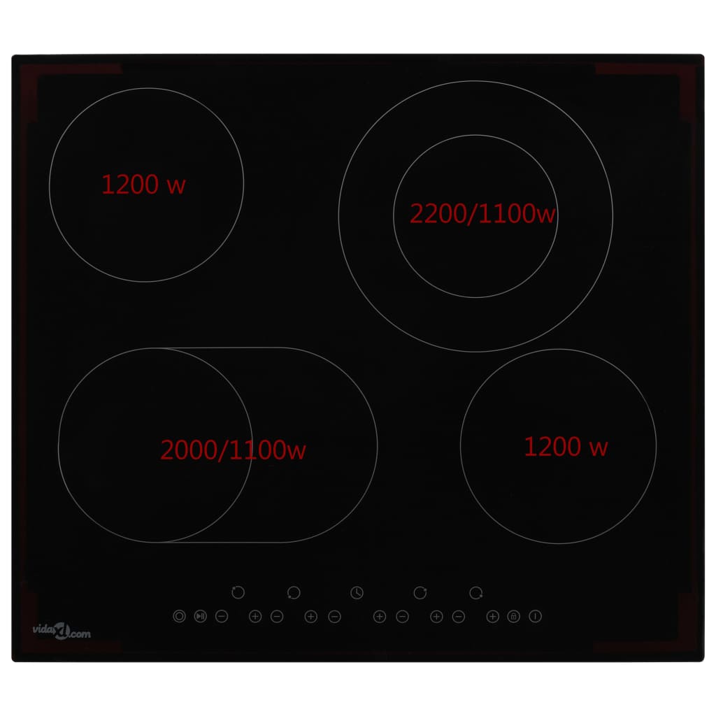 vidaXL Keramická varná doska so 4 platničkami dotykové ovládanie 6600W