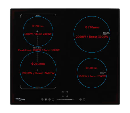 vidaXL Induction Hob with 4 Burners Touch Control Flexible Zone 7000 W