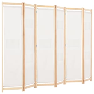 6dílný paraván krémový 240 x 170 x 4 cm textil - obrázek 3