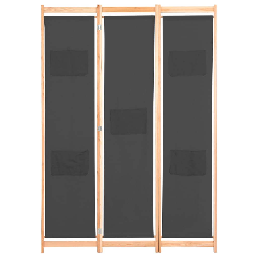 

vidaXL Kamerscherm met 3 panelen 120x170x4 cm stof grijs