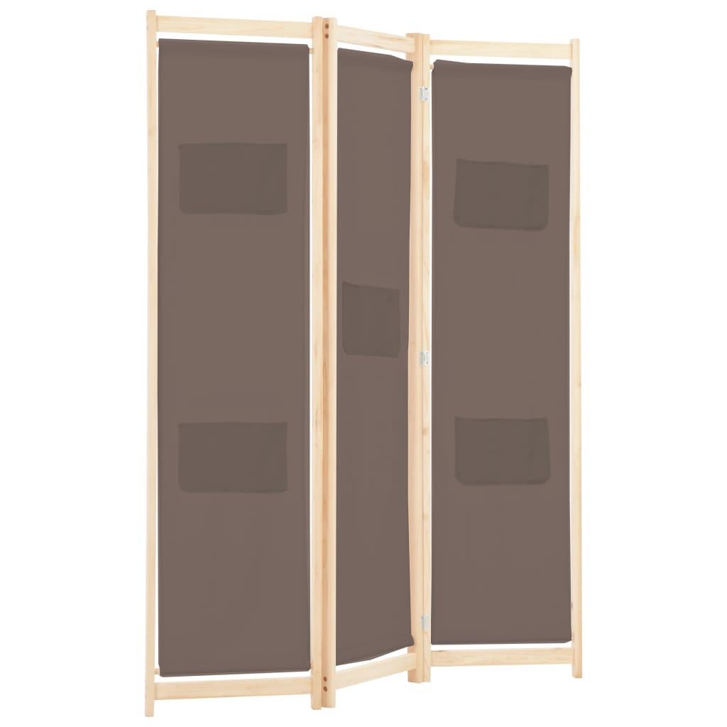 Thumbnail - vidaXL 3-teiliger Raumteiler Braun 120 x 170 x 4 cm Stoff