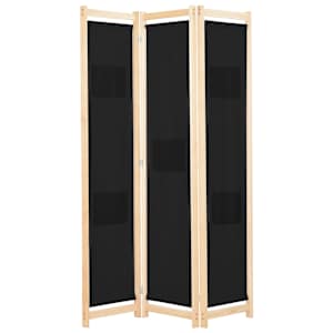 vidaXL 3 paneeliga sirm, must, 120 x 170 x 4 cm, kangas