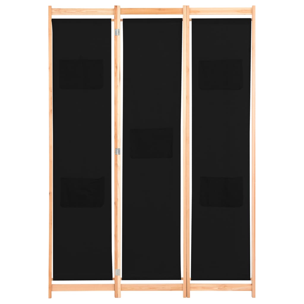 

vidaXL Kamerscherm met 3 panelen 120x170x4 cm stof zwart