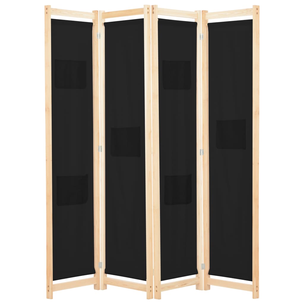 vidaXL 4-panels rumdeler 160 x 170 x 4 cm stof sort