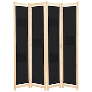 Paravan 4-delni 160x170x4 cm črno blago