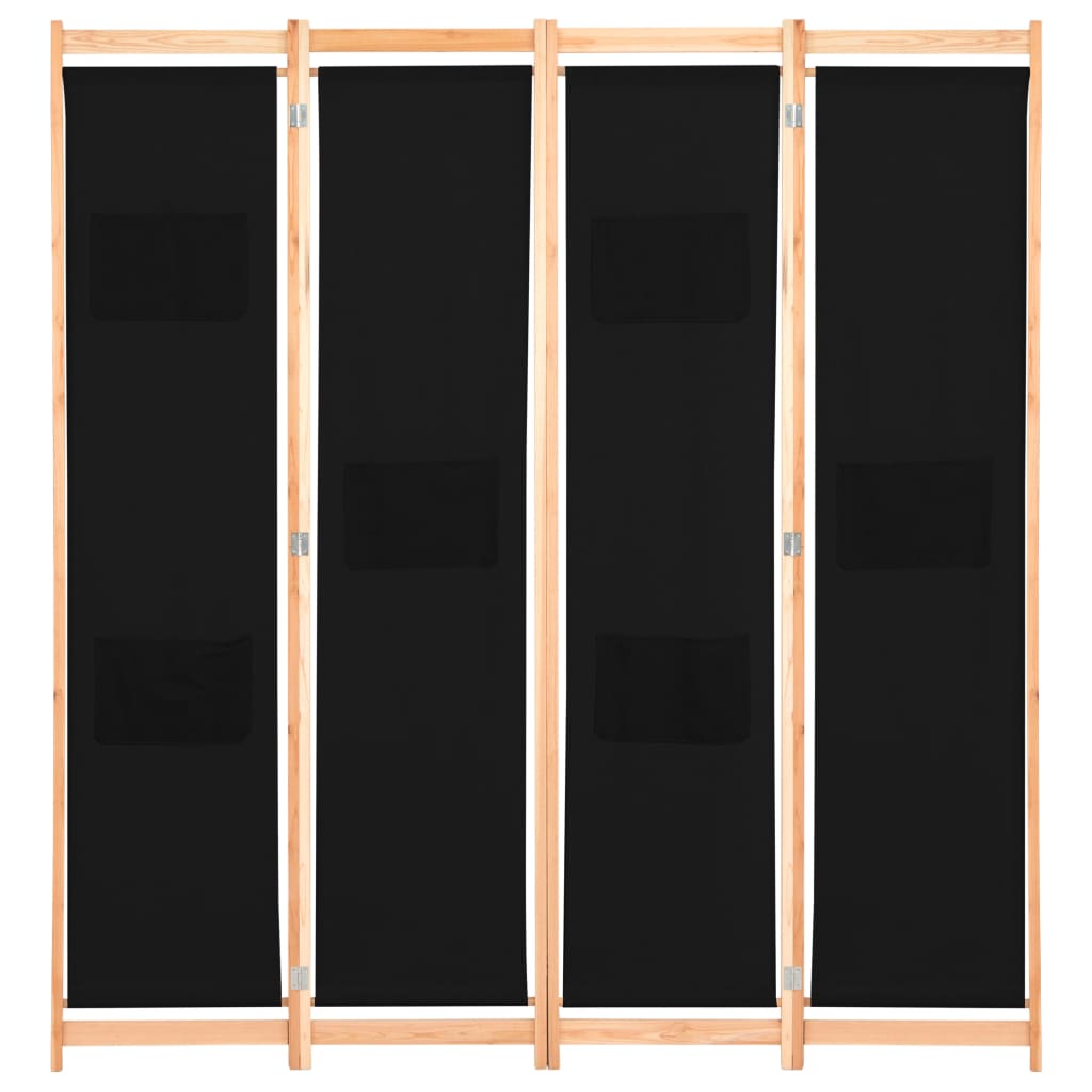 

vidaXL Kamerscherm met 4 panelen 160x170x4 cm stof zwart