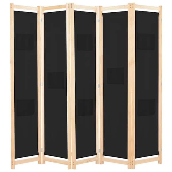 vidaXL 5 paneeliga sirm, must, 200 x 170 x 4 cm, kangas