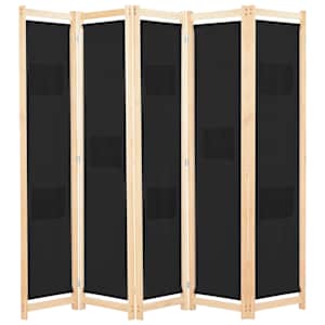 Paravan 5-delni 200x170x4 cm črno blago