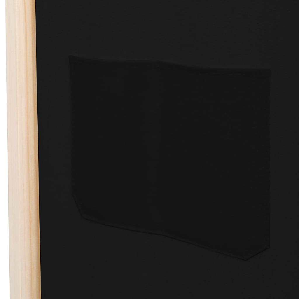 Kamerscherm met 5 panelen 200x170x4 cm stof zwart