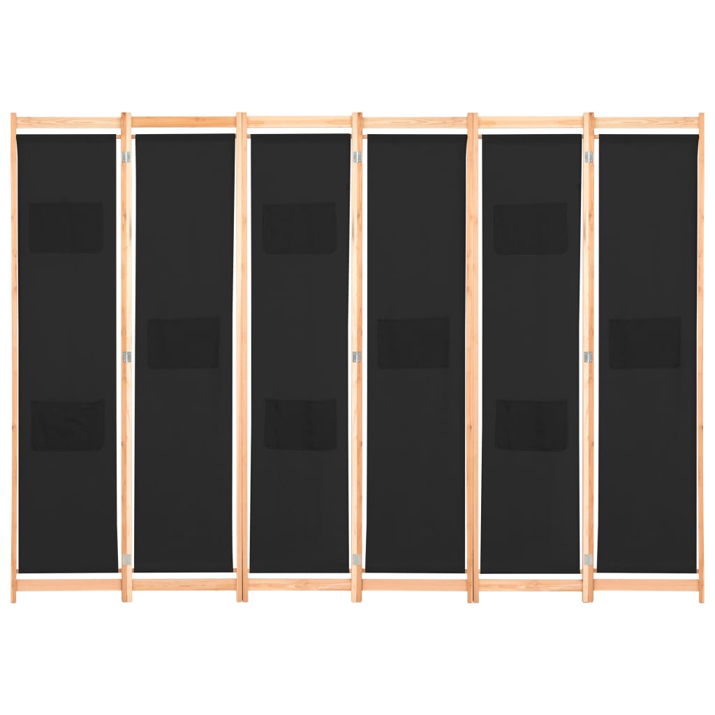 

vidaXL Kamerscherm met 6 panelen 240x170x4 cm stof zwart