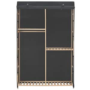 Šatní skříň se 3 policemi šedá 110 x 40 x 170 cm textil - obrázek 2