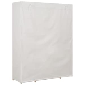 Šatní skříň bílá 135 x 40 x 170 cm textil - obrázek 4