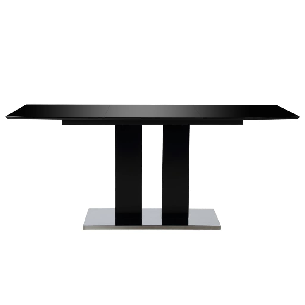 vidaXL Valgomojo stalas, juodas, 180x90x76cm, MDF, labai blizgus