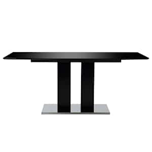 vidaXL Valgomojo stalas, juodas, 180x90x76cm, MDF, labai blizgus