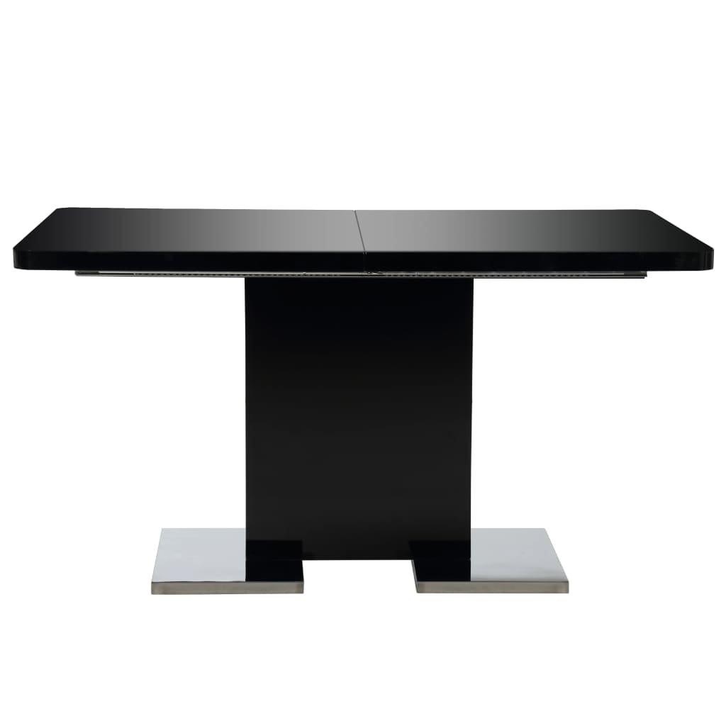 vidaXL Table à dîner extensible Noir brillant 180x90x76 cm MDF