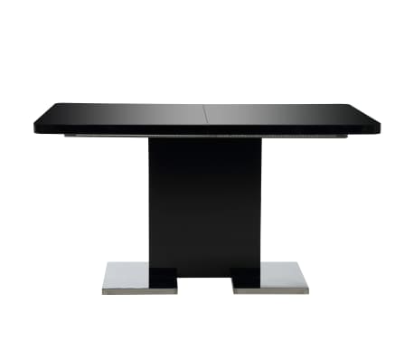vidaXL Išskleidž. valg. stalas, juodas, 180x90x76cm, MDF, labai blizg.