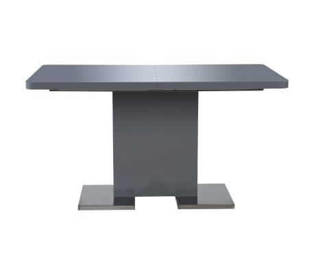 vidaXL Jatkettava ruokapöytä korkeakiiltoinen harmaa 180x90x76 cm MDF
