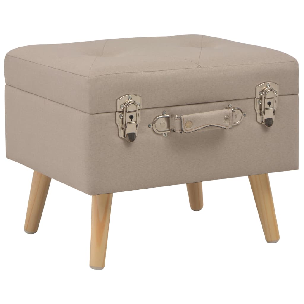 vidaXL Opbergkrukken 3 st stof beige afbeelding