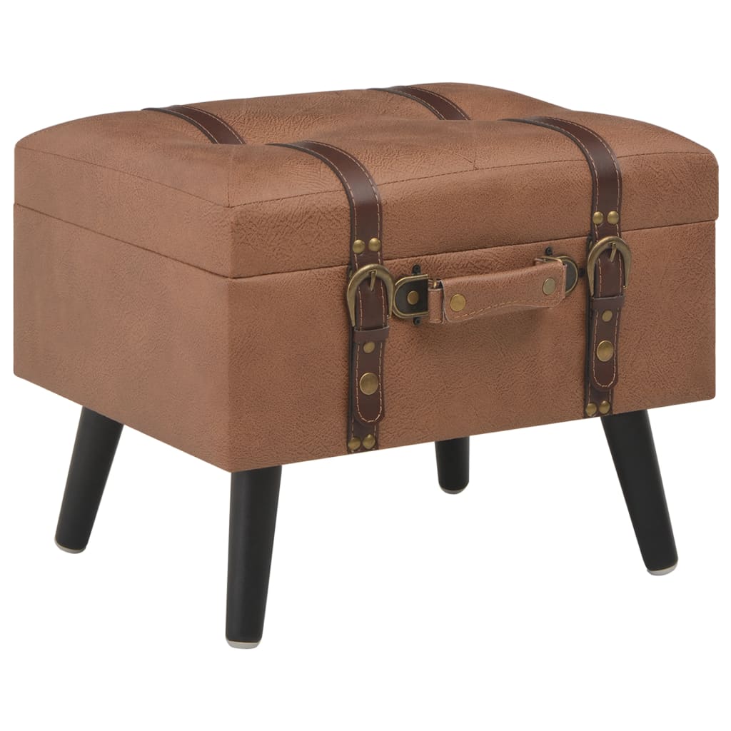 Hocker mit Stauraum 40 cm Braun Kunstleder